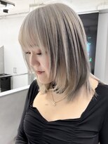 ファイブバイジエクト 堀江(FIVE by The Ect) 姫カットレイヤー/インナーカラー/ホワイトブロンド