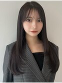 ロングレイヤー/顔周りカット/ダークグレージュ
