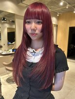 ソラス 緑地公園店(SOLAS)&nbsp;チェリーレッド/レイヤーカット/サイドバング/デザインカラー