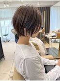 前髪なし小顔ひし形丸み耳掛けショート20代30代40代50代(蘭)