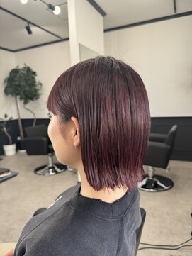 ログ(LOG) チェリーレッド20代30代大人可愛い外はねボブ艶髪韓国ヘア