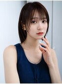 ◯ぱっつん前髪流し前髪鎖骨ミディアムボブ耳かけボブパーマ小顔