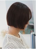 ダブルカラー深めミルクティーベージュカラーケアブリーチボブ