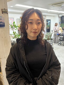 リブロ 三軒茶屋(LIBRO) ミニウルフデジタルパーマチェリーブラウボブレイヤーカット