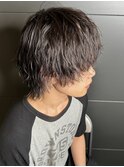 メンズ中性ヘアウルフツイストパーマスパイラルパーマ縦落ち