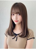 大人可愛い小顔前髪顔まわりカットワンカールストレートヘア