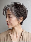 白髪ぼかし大人ショート脱白髪染め40代50代60代