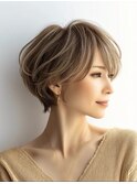白髪染め白髪ぼかしカラー似合わせショートボブ40代50代60代♪