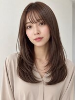 ヘアメイク アージュ 天神西通り店(HAIR MAKE age)&nbsp;ショコラブラウン セミロング レイヤー シースルーバング