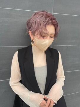 アチーブリス(achieve Liss) ラベンダー×ピンク　ニュアンス無造作ショートセンターパート