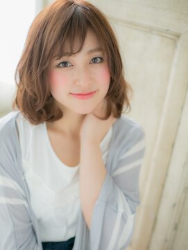 モッズ ヘア 福岡姪浜店(mod's hair) mod's姪浜/斜めバンググレーベージュふんわりカールボブパーマh