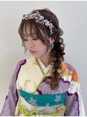 サイドの編みおろしヘア