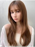 ゆるっとストレート　シースルーバング　レイヤーロング　
