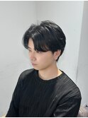 スペインカールスパイキーショートブルーブラックフェザーパーマ