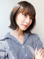フラップ 豊橋(FLAP)&nbsp;切りっぱなしボブ前髪あり/ブリーチなしカラー小顔/大人ボブ