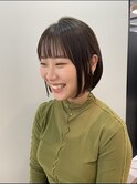 ぱつっとボブ　切りっぱなしボブ　ボブヘア　前髪ありボブ