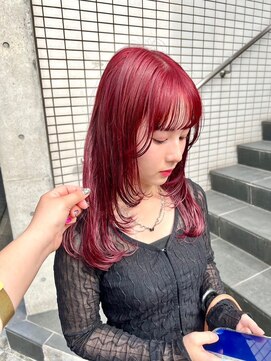 リール(rire) デザインカラーレイヤーカットウェットヘア夏オリーブベージュ