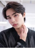 アッシュブラックマッシュパーマ刈り上げツーブロック