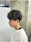 ホワイトメッシュ/ツイスト/ツイスパ/パーマ/メンズ/眉毛