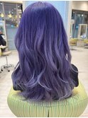 ハイトーン×ブルーラベンダー◎個性派デザインウルフカット