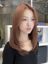 ピークアブー 原宿ハラカド(PEEK-A-BOO)&nbsp;ピンクブラウンレイヤーウルフロングミディアムハッシュカット