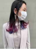 担当西田　ピンク　毛先カラー　グラデーション