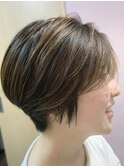 【GLASSI】大人かわいい小顔ショート★ハイライト★脱白髪染め