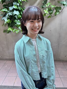 ジェノ(JENO by apish) ボブのワンカールデジタルパーマ！斜めバンググレージュカラー！