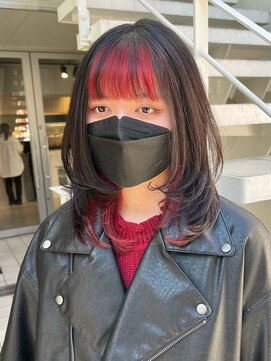 アソビセカンド 原宿(ASOBI 2nd) 前髪/マチルダボブ/ピンクベージュ/インナーグレージュ/レッド