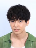 大人シャドウパーマ 刈り上げマッシュ シースルー