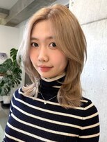 原宿ミルクティーベージュブリーチハイトーンカラーダブルカラー