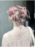 ヘアセット 結婚式ヘア お呼ばれヘア ボブアレンジ カチモリ