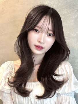 ライン(LINE) 韓国風/レイヤー/小顔/前髪カット/髪質改善/グレージュ/透明感
