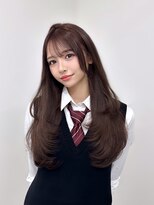 ロムーク 表参道(LOMKH)&nbsp;ロングレイヤーカット顔周りシールエクステ秋ヘーゼルグレージュ