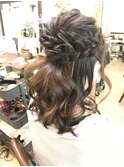 編み込みミディアムハーフアップ【ヘアセット  立川/立川南】