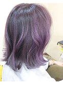 【極細ハイライト】ラベンダーグラデーション×ボブ