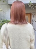 ミディアム外ハネ秋こっくり暖色オレンジベージュ透明感/毛利