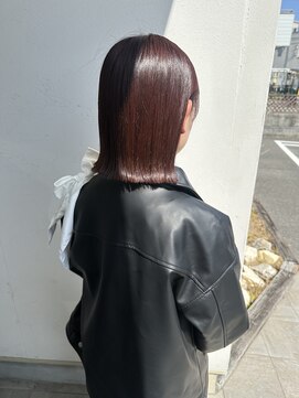 ジュエ ヘアー デザイン(Jue hair design) ぱつっと外ハネボブ×ナチュラルピンクカラー
