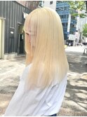 7004韓国ブロンドハイライトグラデーション艶髪ハイトーンカラー
