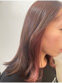 20代30代髪型外ハネセミロング♪セクションカラー×シアーピンク
