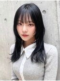 韓国ウルフ　黒髪ウルフ　ハッシュカット　顔周りウルフ