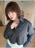 切りっぱなしボブ　顔周りカット　アッシュカラー　透明感