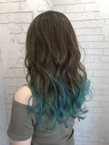 アジールヘア 所沢プロペ通り店(agir hair)&nbsp;ターコイズブルーグラデーションカラーブリーチ小顔ワンレン所沢