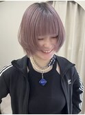 ピンクラベンダー　レイヤーボブ