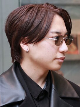 センターパート ブラウンカラー マッシュショート 30代 40代