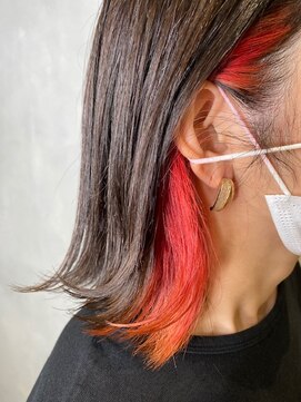 アース コアフュールボーテ 上尾店(EARTH coiffure beaute) 【外国人風】インナーカラーのサンセットオレンジ