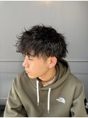 波巻きパーマ×マッシュ