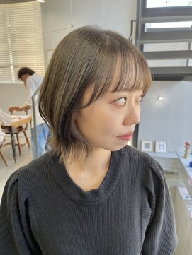 ヘアー アイス 御器所本店(HAIR ICI) 20代30代透明感暗髪オリーブグレージュ外ハネボブ