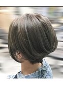 *白髪ぼかし-ハイライト/ローライト*寒色系・前下がりショート