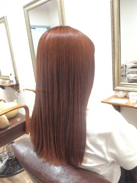 ヘアー グリーン(hair green) 30代40代50代/ミディアムストレート/オレンジレッド